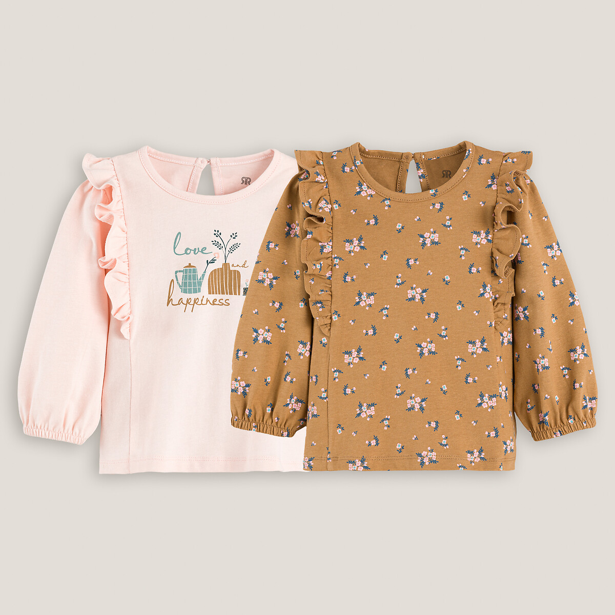 2er-Pack Shirts mit langen Ärmeln, Volants von LA REDOUTE COLLECTIONS