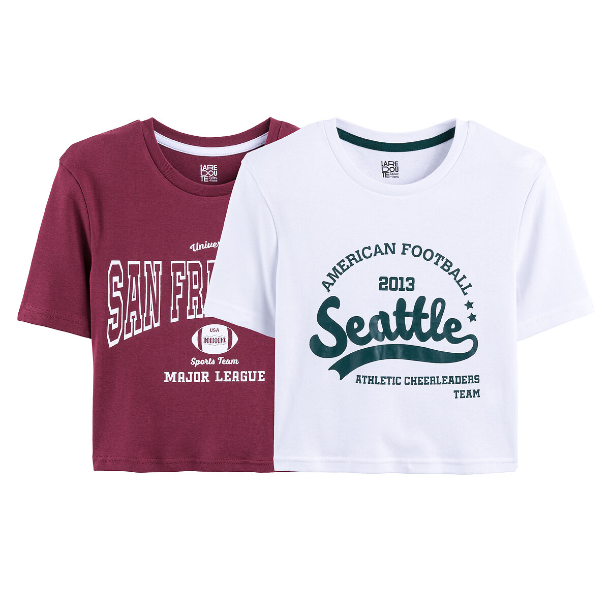 2er-Pack T-Shirts im College-Style, Cropped-Form von LA REDOUTE COLLECTIONS