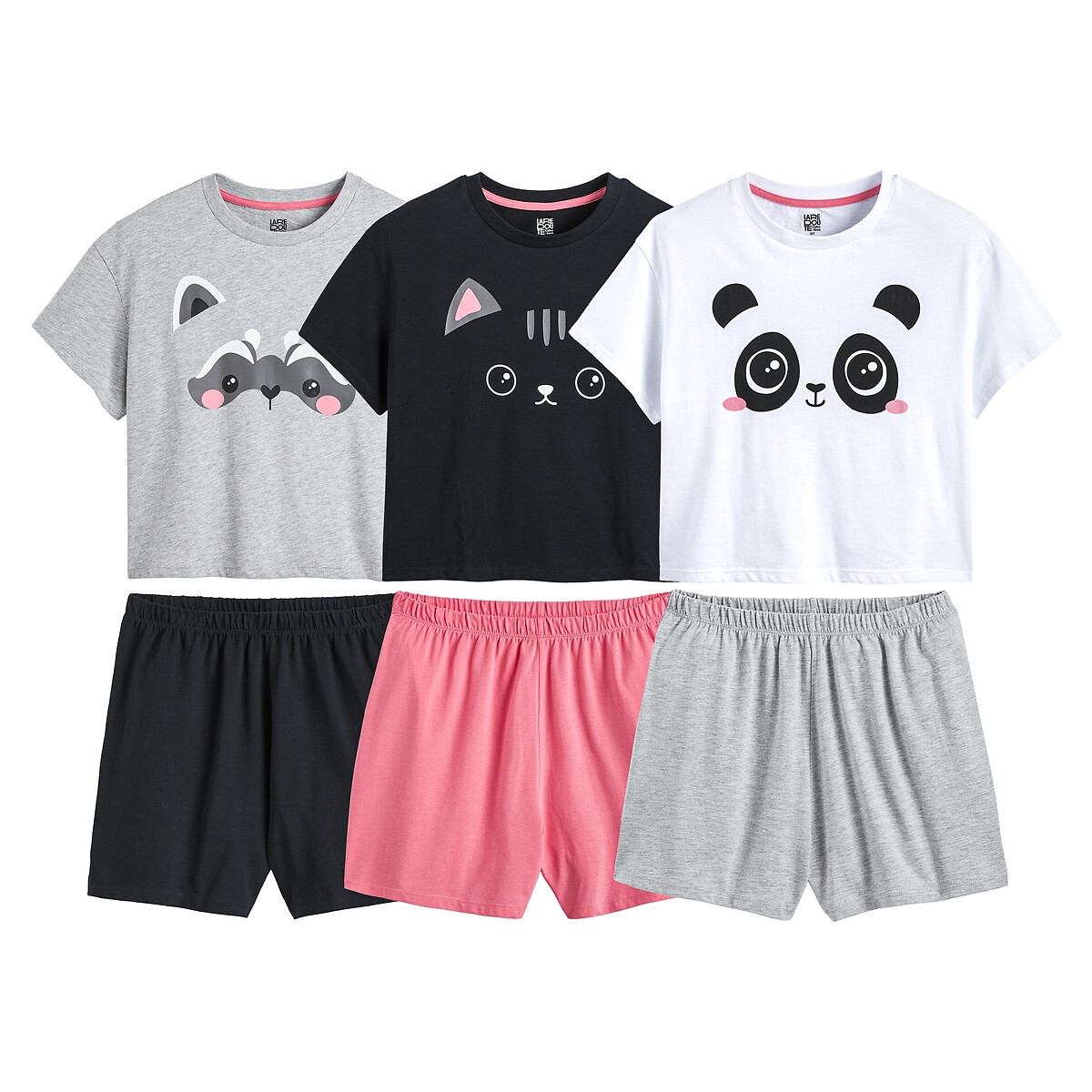 3er-Pack Kurzpyjamas mit Tiermotiven von LA REDOUTE COLLECTIONS