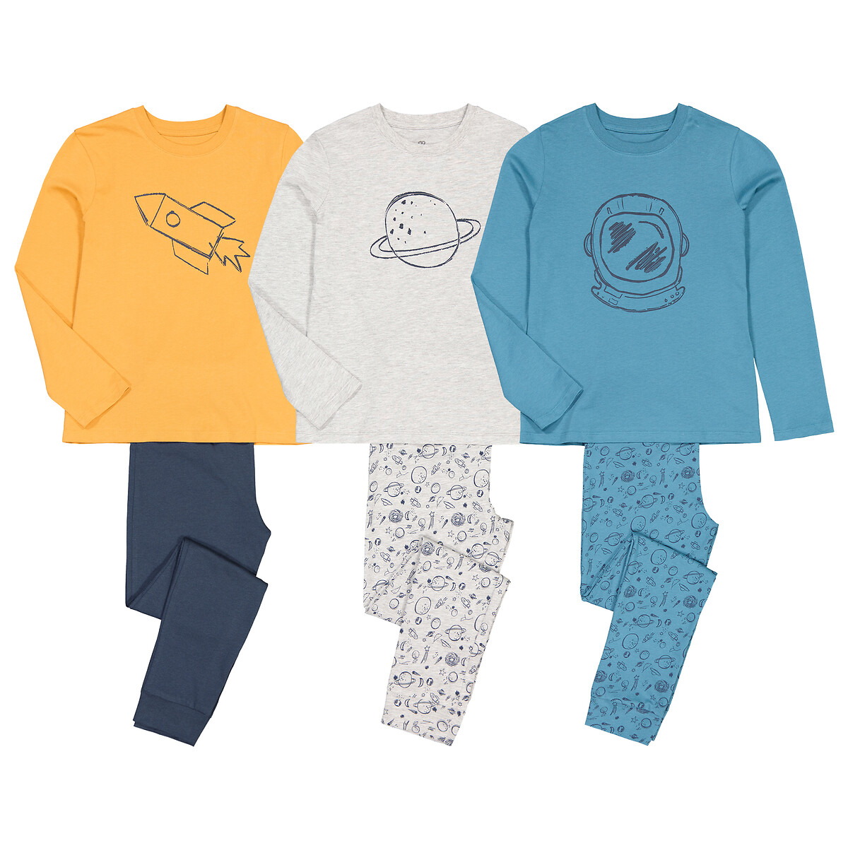 3er-Pack Pyjamas, Baumwolle, Weltraum-Motive von LA REDOUTE COLLECTIONS