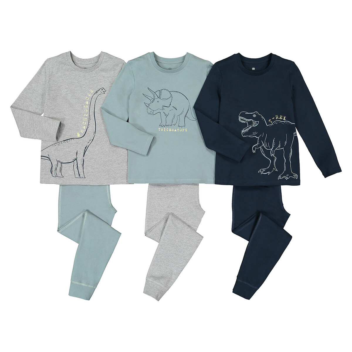 3er-Pack Pyjamas, Baumwolle, Dinosaurier von LA REDOUTE COLLECTIONS