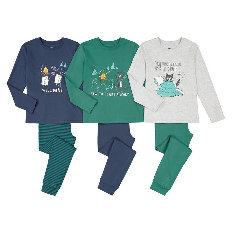3er-Pack Pyjamas mit Wolfsmotiv von LA REDOUTE COLLECTIONS