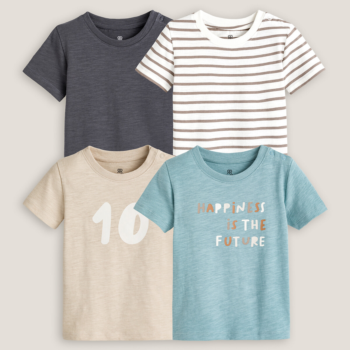 4er-Pack T-Shirts, Druckknopfverschluss an der Schulter von LA REDOUTE COLLECTIONS