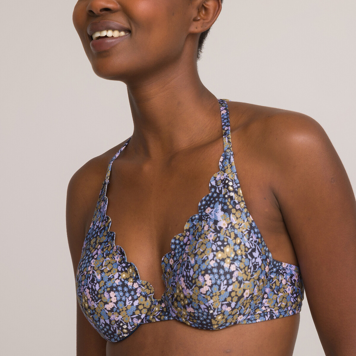 Bikini-Oberteil in Foulard-Form, Blumenmuster von LA REDOUTE COLLECTIONS