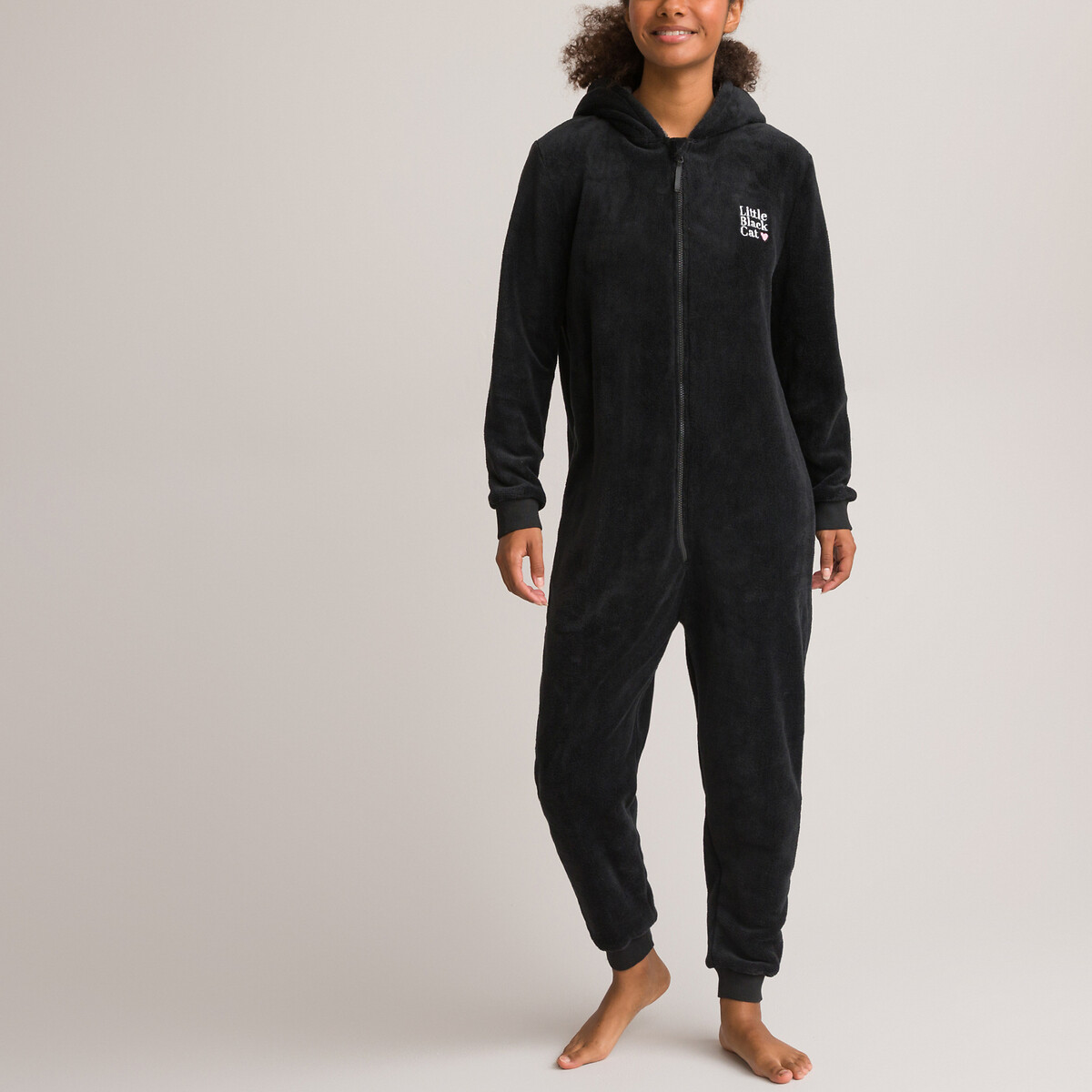 Teddyfleece-Onesie "Schwarze Katze" von LA REDOUTE COLLECTIONS