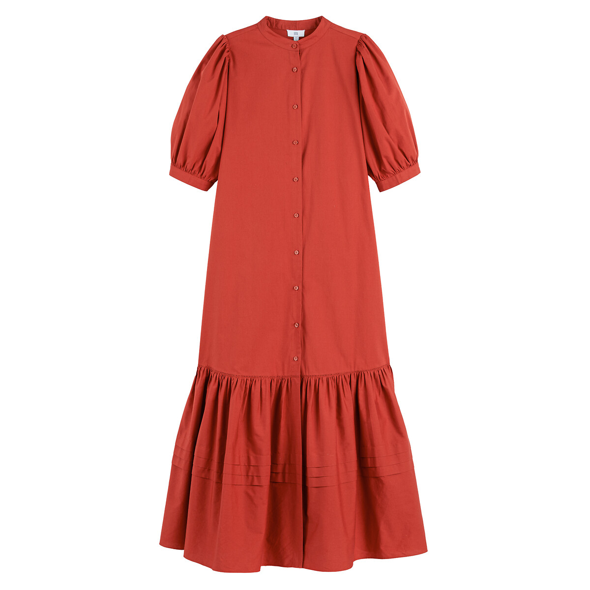 Kleid mit Rundhals, kurzen Puffärmeln und Volantsaum von LA REDOUTE COLLECTIONS