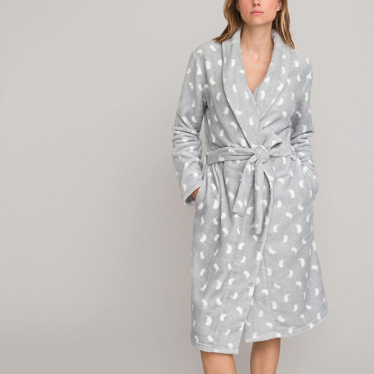 Morgenmantel mit Federmotiven, Fleece von LA REDOUTE COLLECTIONS