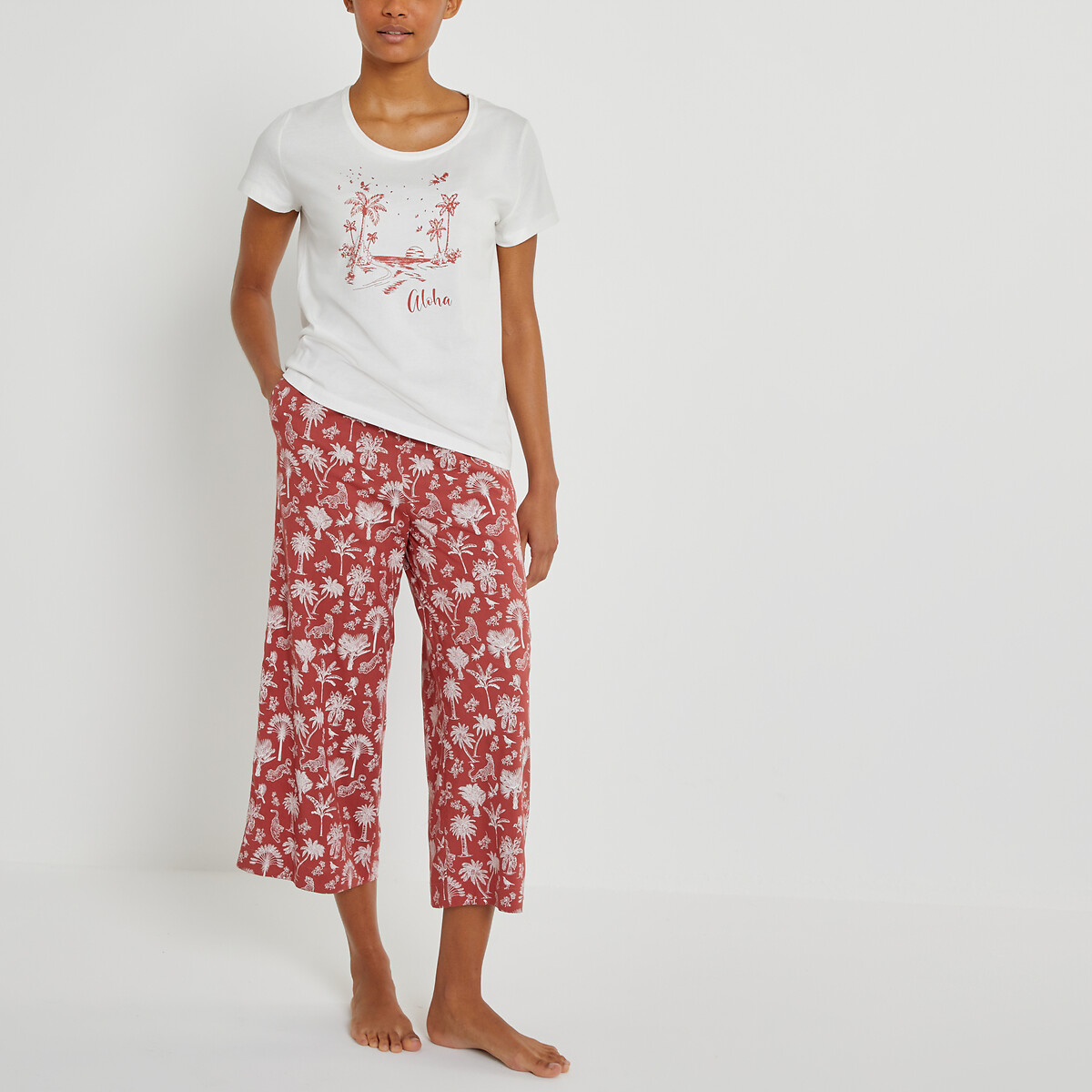 Pyjama mit kurzen Ärmeln und 7/8-Hose von LA REDOUTE COLLECTIONS