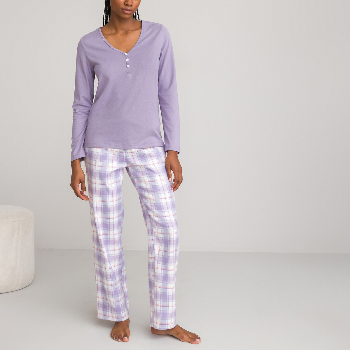Pyjama mit langen Ärmeln, reine Baumwolle von LA REDOUTE COLLECTIONS