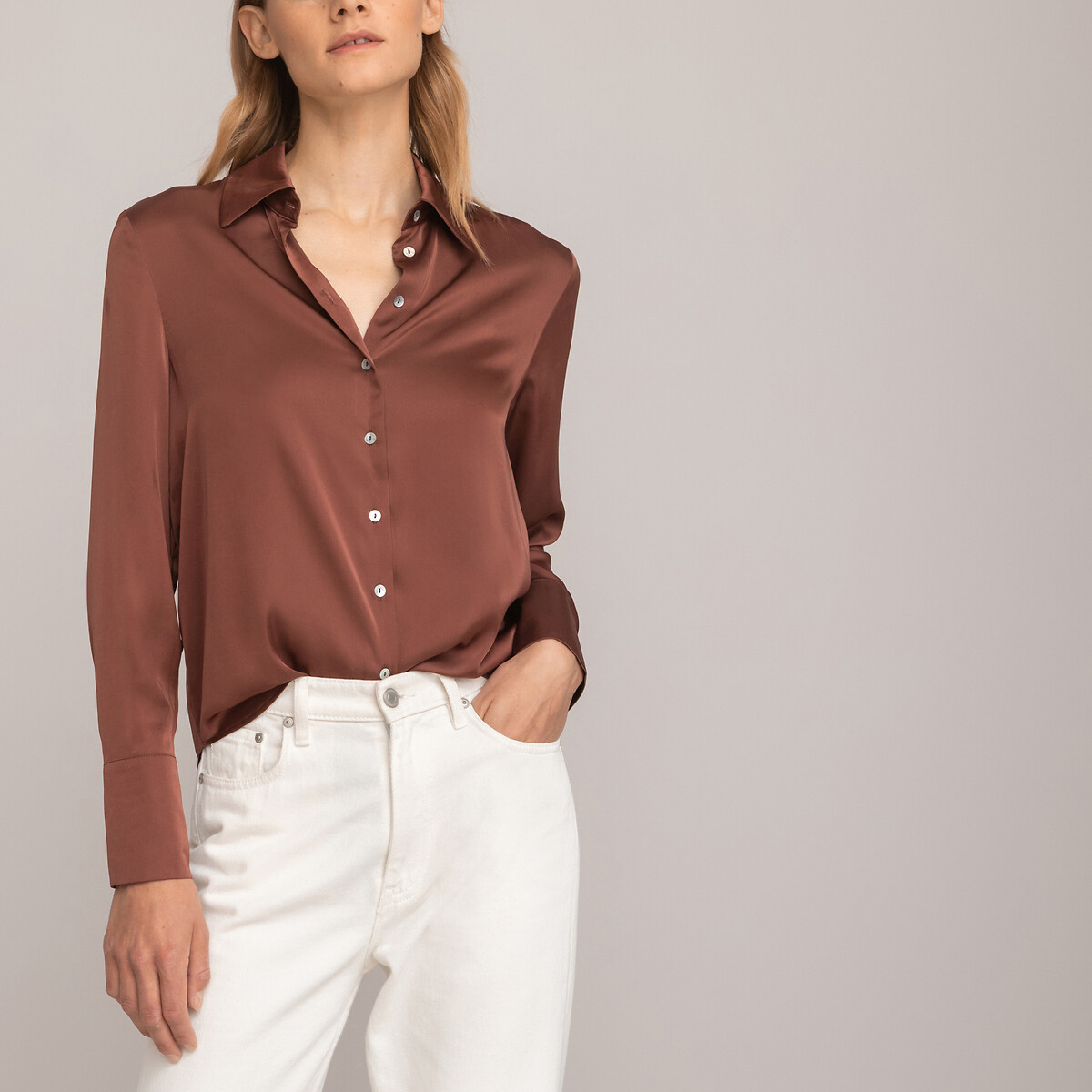 Satinbluse mit langen Ärmeln von LA REDOUTE COLLECTIONS