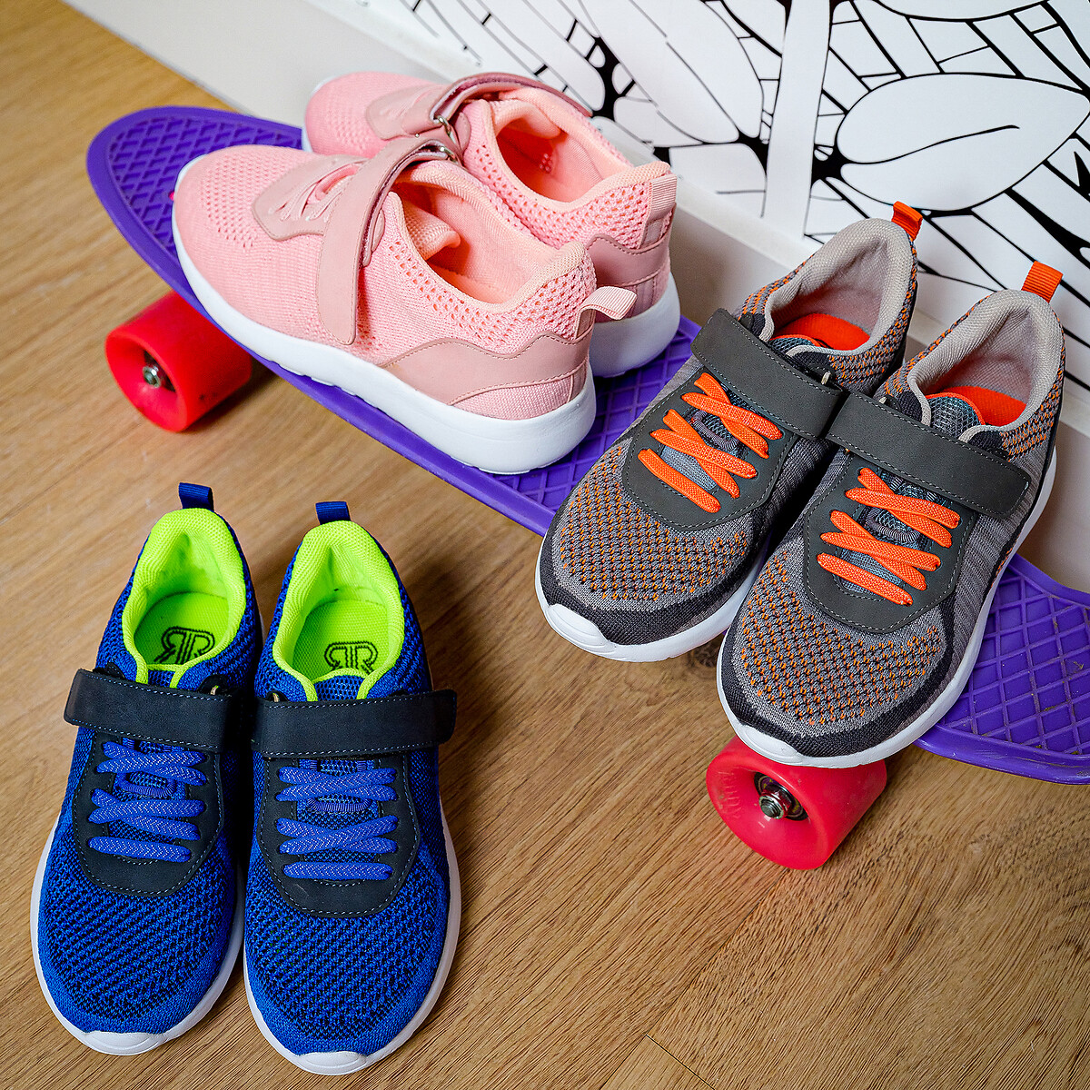 Sneakers mit Klettriemen und Schnürung, Recycling-Material von LA REDOUTE COLLECTIONS