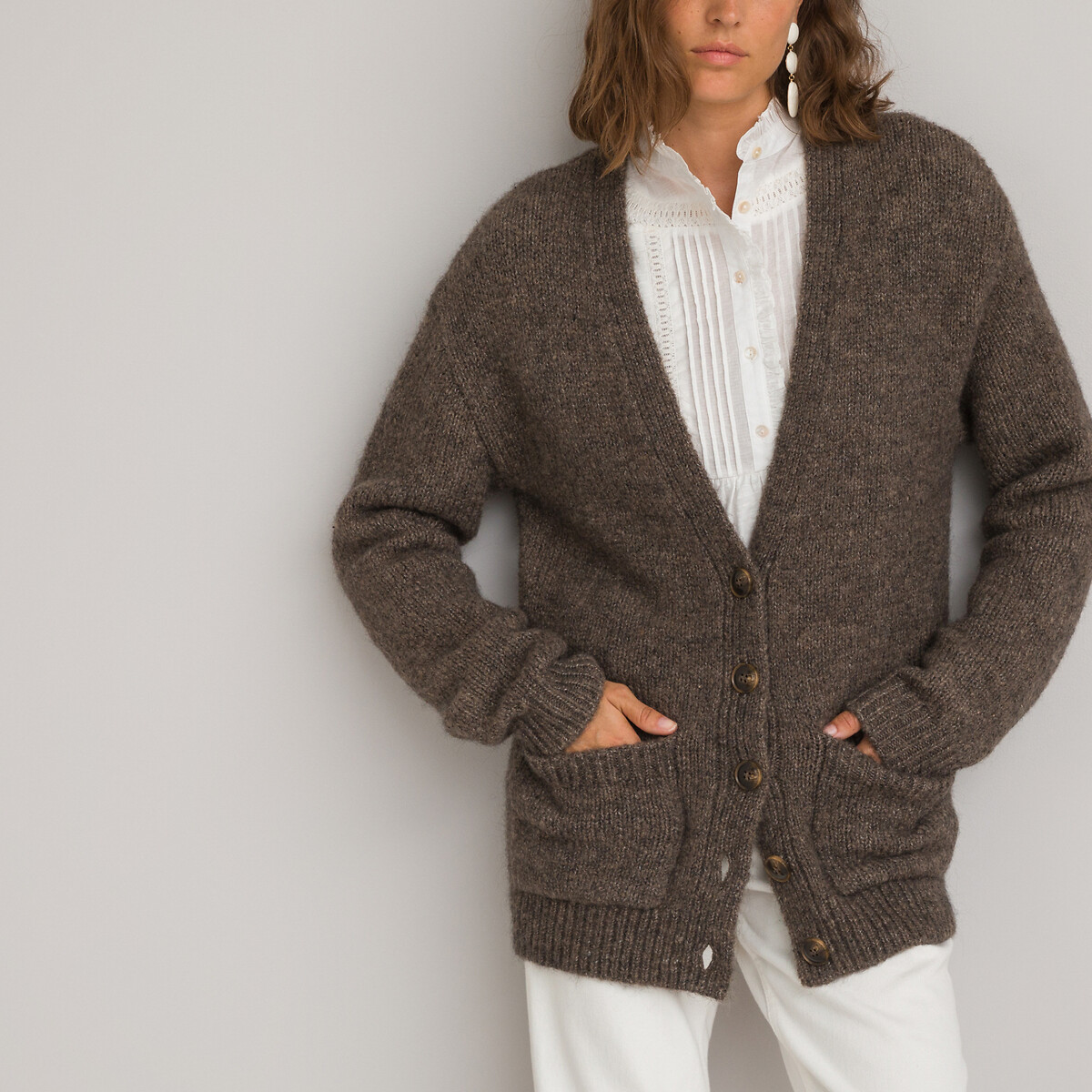 Strickjacke mit V-Ausschnitt, halblang von LA REDOUTE COLLECTIONS