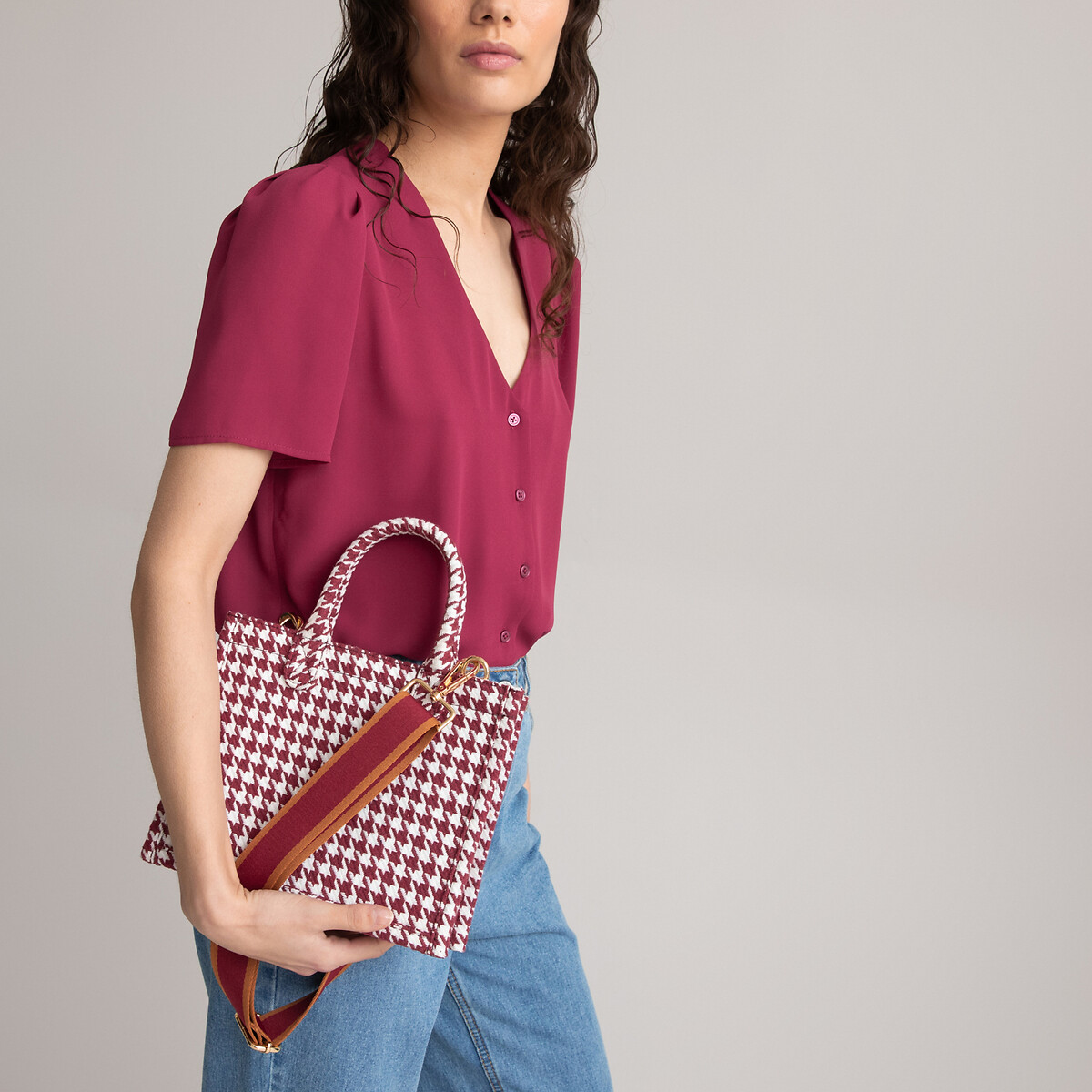 Jacquard-Tasche mit Hahnentrittmuster von LA REDOUTE COLLECTIONS