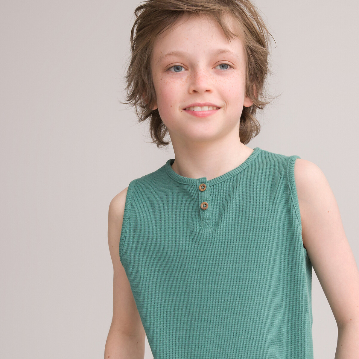 Trägershirt mit Henley-Ausschnitt aus Bio-Baumwolle, 3-12 Jahre von LA REDOUTE COLLECTIONS