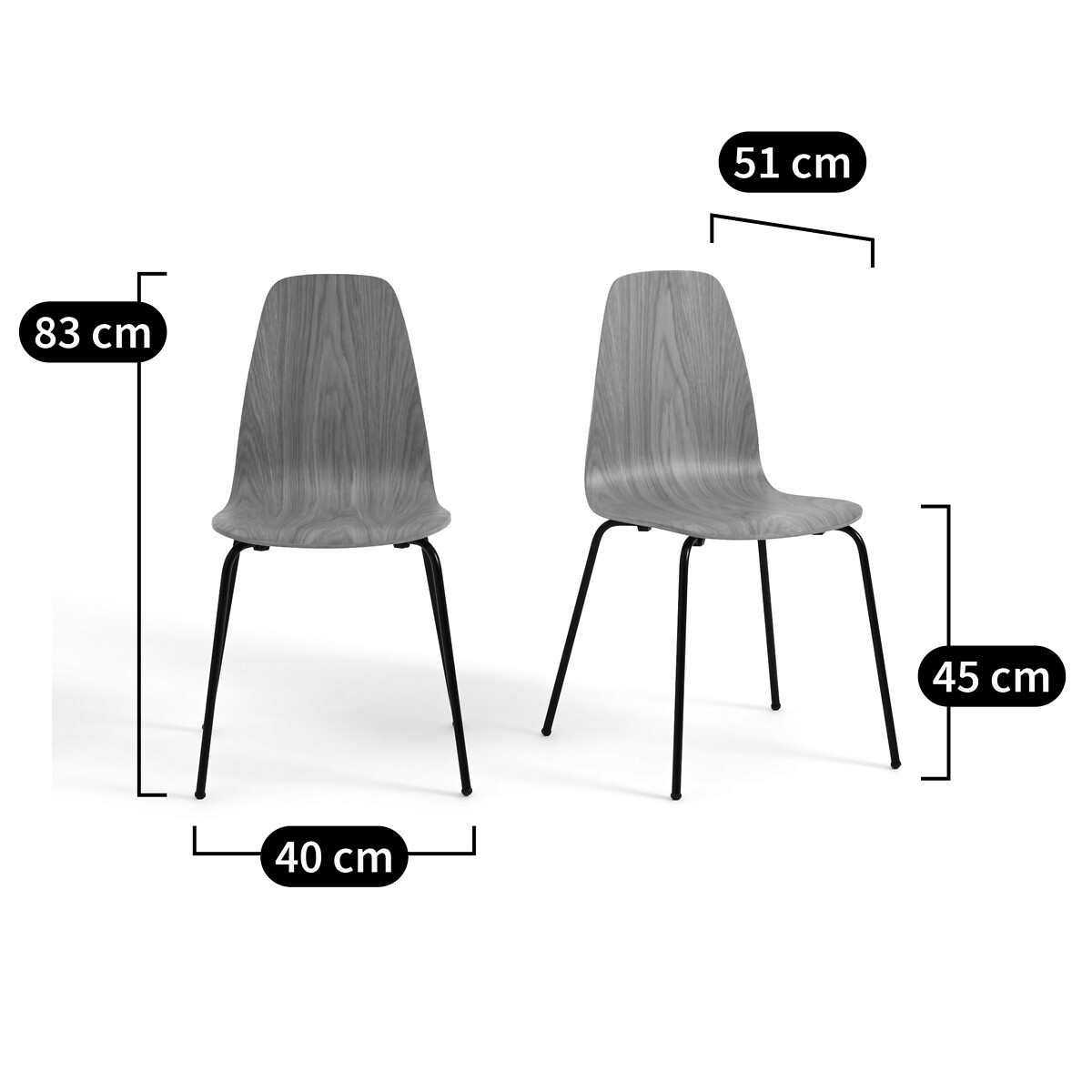 2er-Set Stühle Biface im Vintage-Stil von LA REDOUTE INTERIEURS