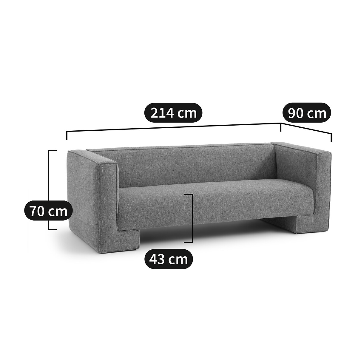 3-Sitzer-Sofa Capu, Strukturgewebe von LA REDOUTE INTERIEURS