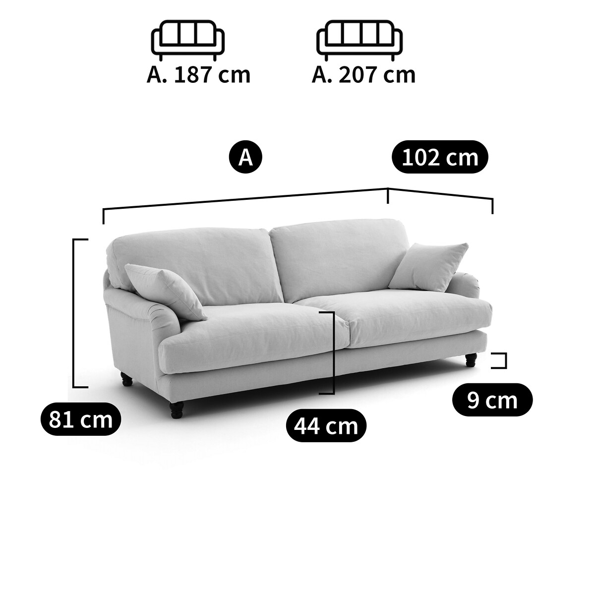Sofa Noon, 3- oder 4-Sitzer, Baumwolle/Leinen von LA REDOUTE INTERIEURS