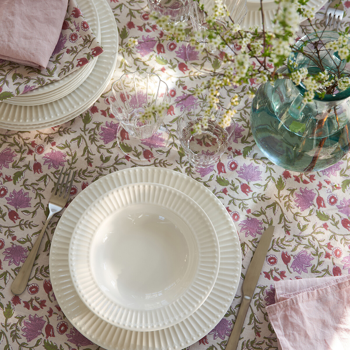 4er-Set Tischdecken Elsie aus vorgewaschener Baumwolle von LA REDOUTE INTERIEURS