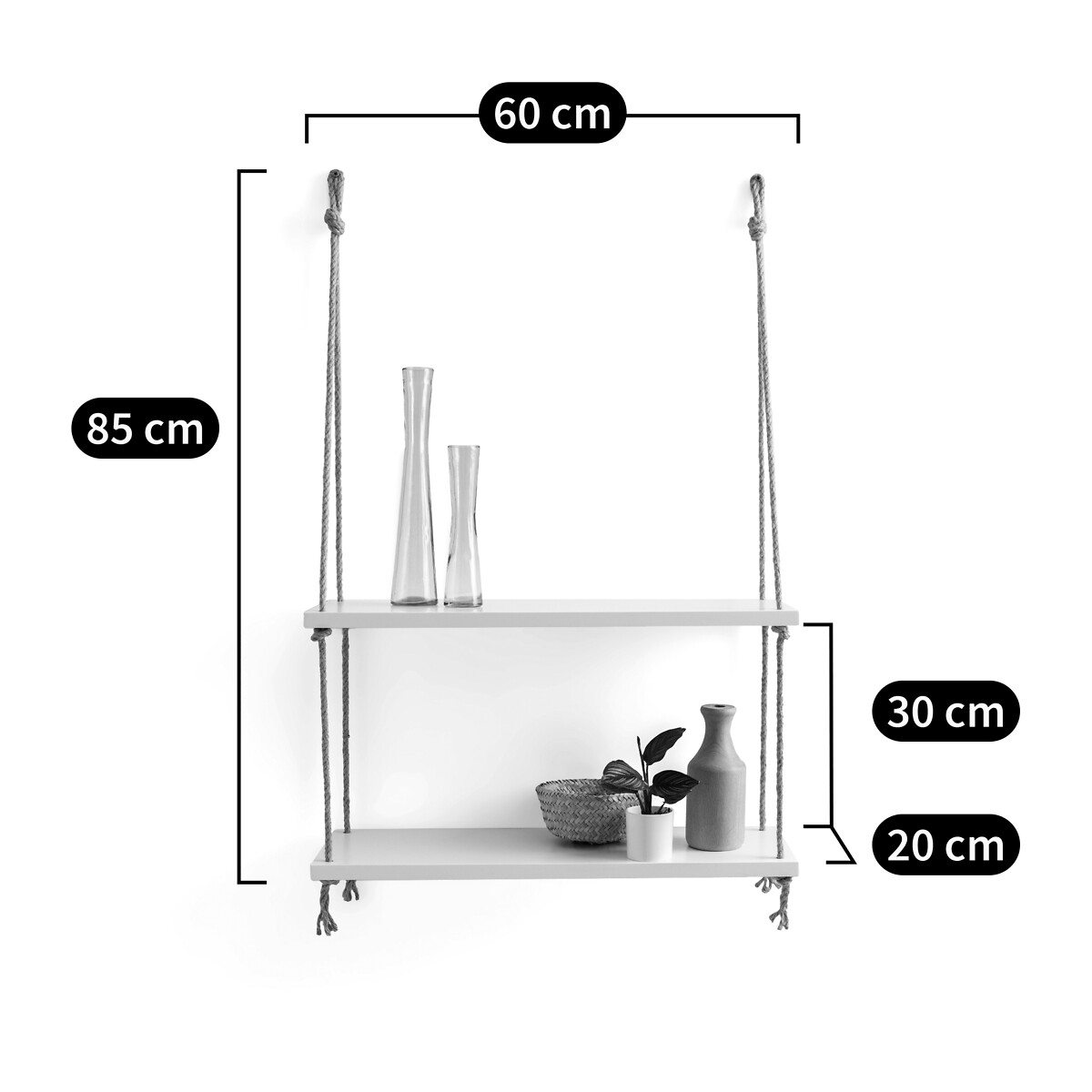 Wandregal Mareo mit 2 Böden, MDF und Sisal, B. 60 cm von LA REDOUTE INTERIEURS