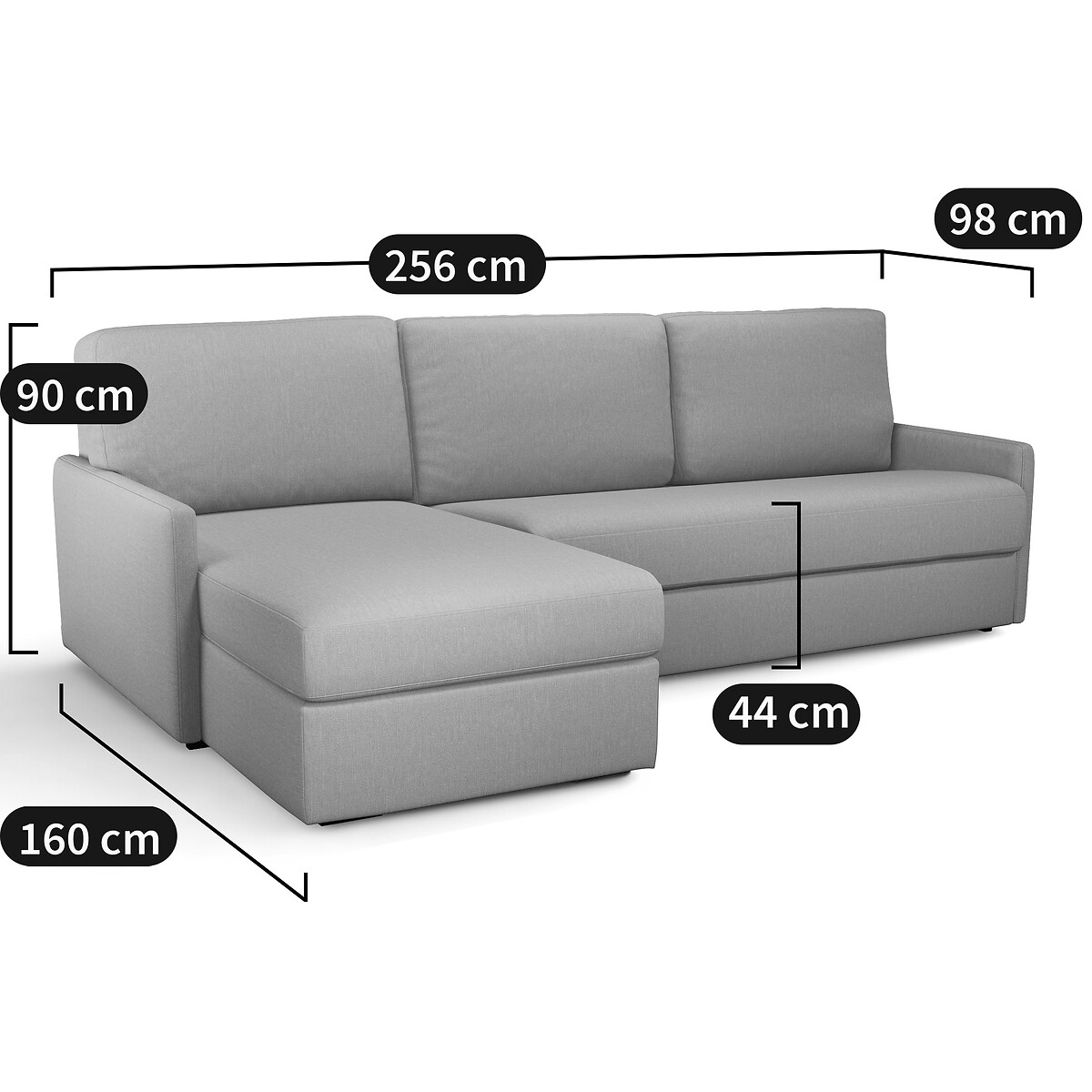 Eckschlafsofa Marta, Polyester meliert, Latex von LA REDOUTE INTERIEURS