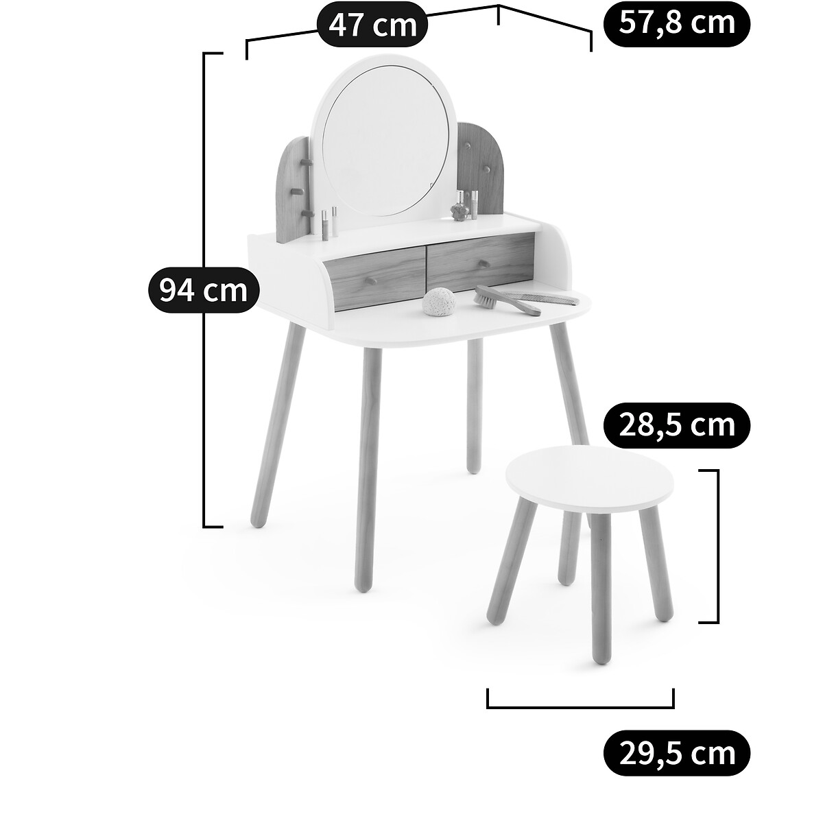 Kinder-Frisiertisch Lorette mit Hocker von LA REDOUTE INTERIEURS