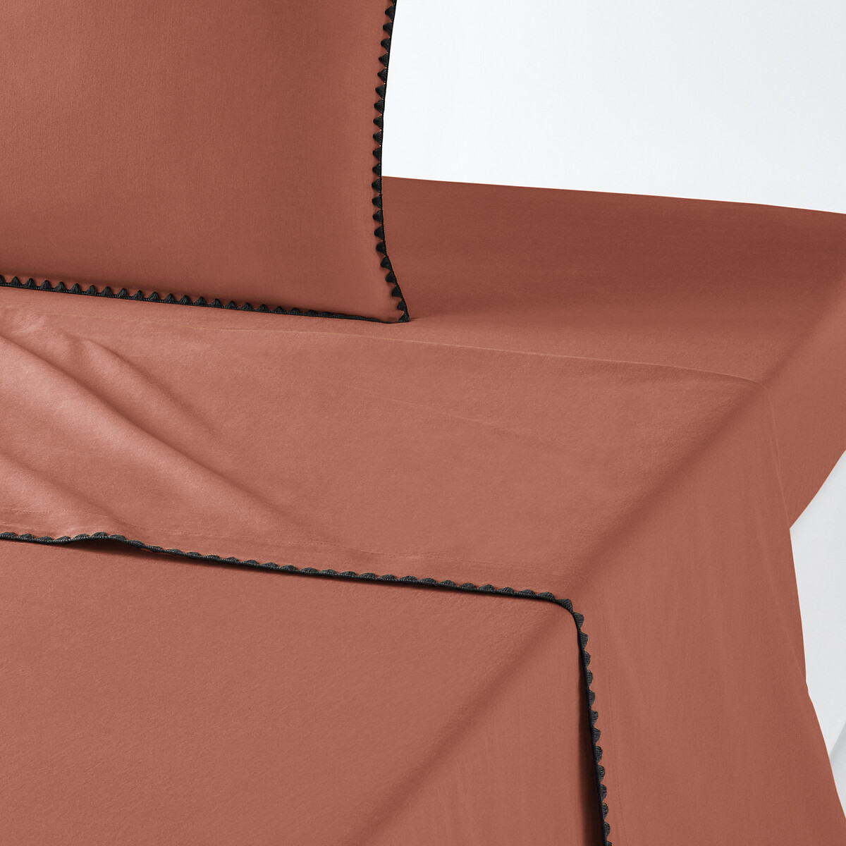 Unifarbenes Leintuch Merida aus vorgewaschener Baumwolle, bestickt von LA REDOUTE INTERIEURS