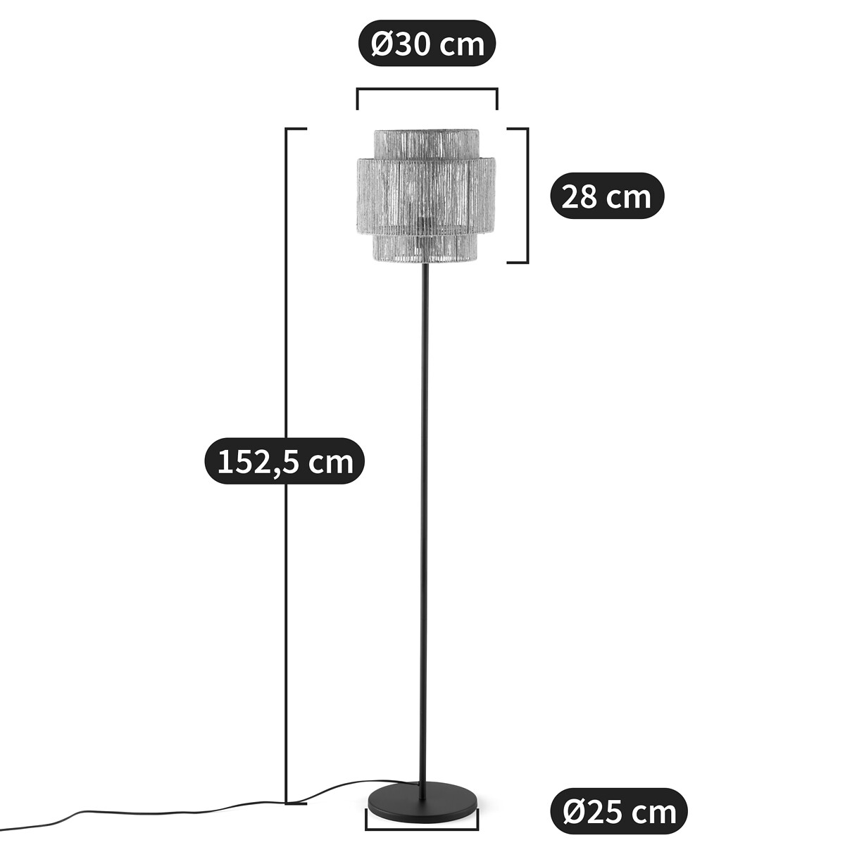 Stehlampe Yaku, Eisen und Hanf von LA REDOUTE INTERIEURS