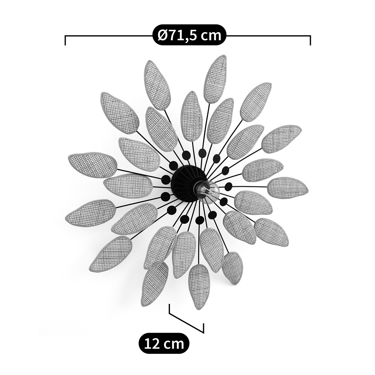 Wandleuchte Léonie, Stahl und Rattangeflecht, Ø 71,5 cm von LA REDOUTE INTERIEURS