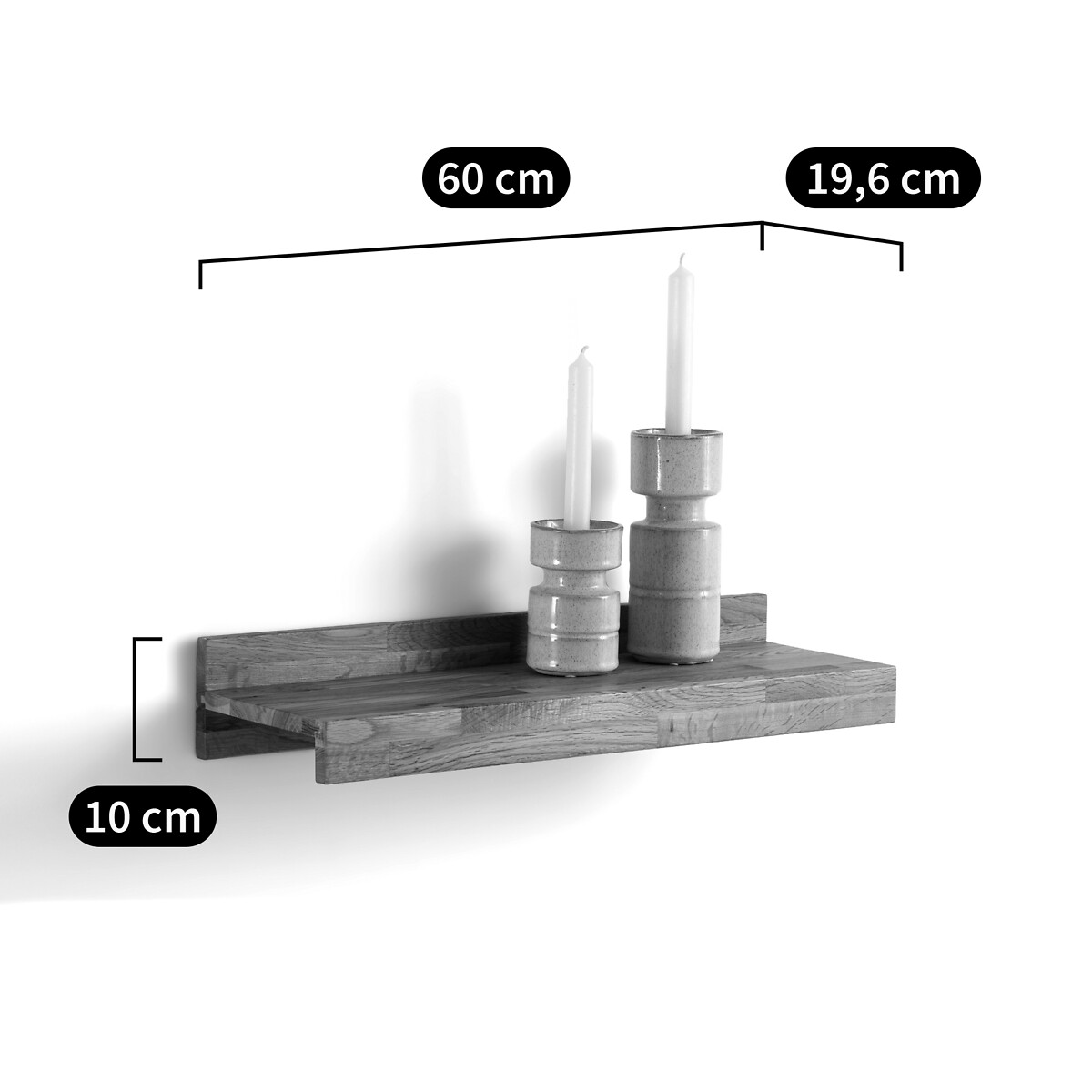 Wandregal Hiba, Eiche massiv, 60 cm von LA REDOUTE INTERIEURS