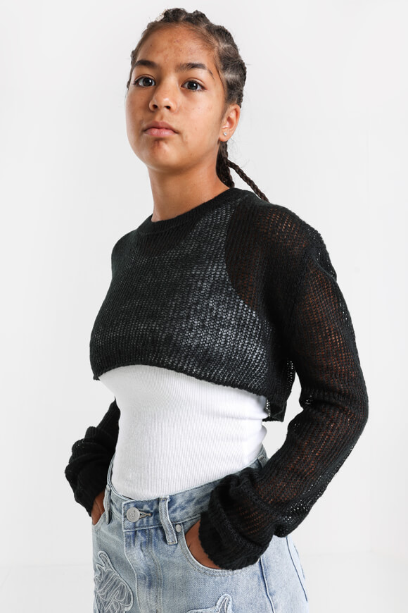 LA SHADY GIRLS Crop Strickpullover | Schwarz | Damen  | 10 von LA SHADY GIRLS