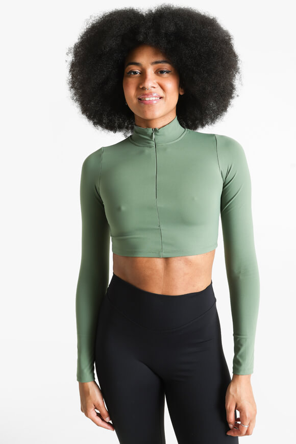 LA SHADY Crop Langarmshirt | Olive | Damen  | M von LA SHADY