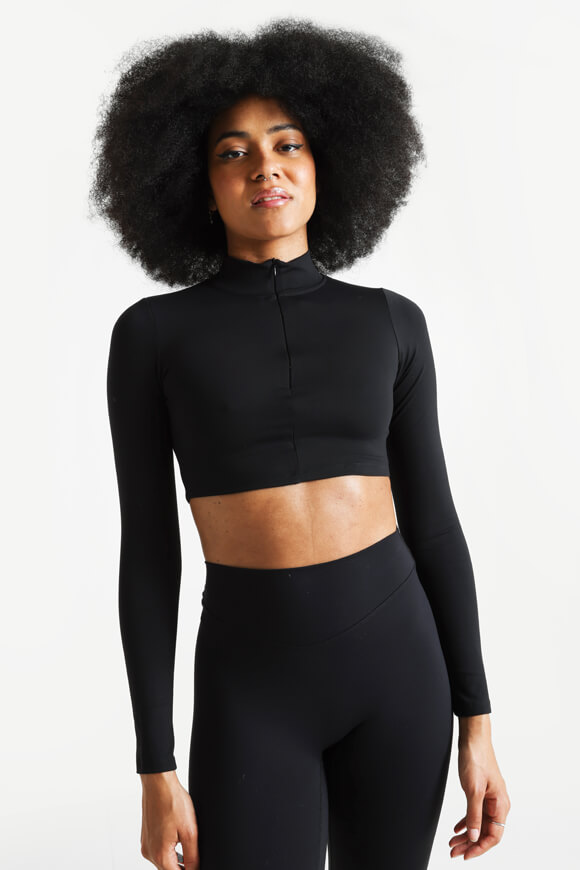 LA SHADY Crop Langarmshirt | Schwarz | Damen  | S von LA SHADY