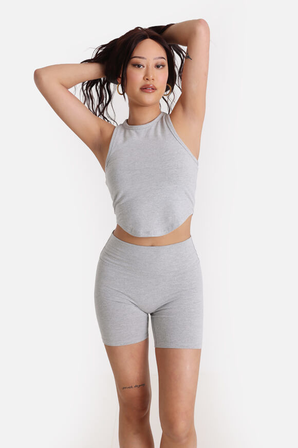 LA SHADY Crop Top | Grau meliert | Damen  | XXS von LA SHADY