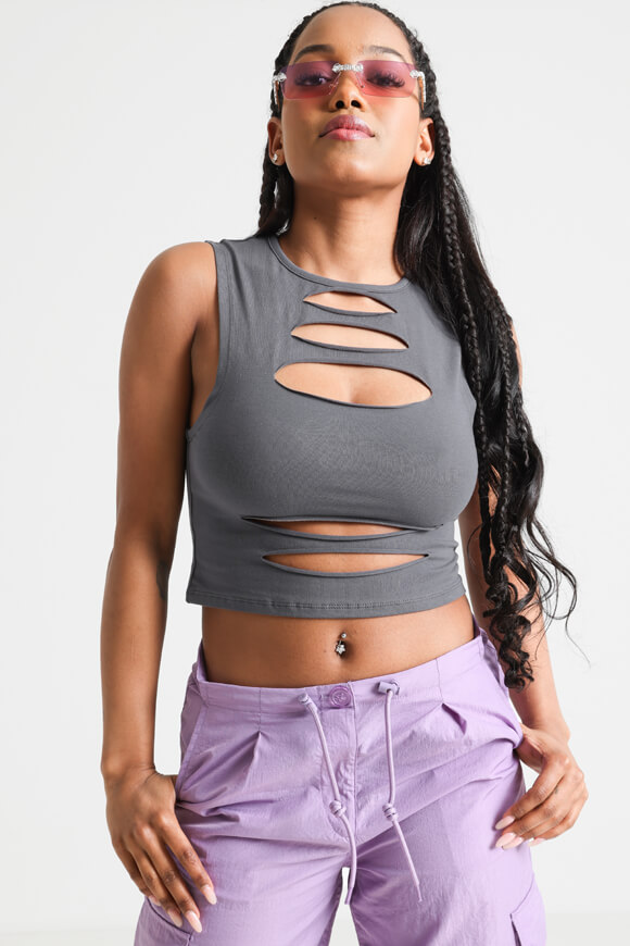 LA SHADY Crop Top | Grau | Damen  | L von LA SHADY