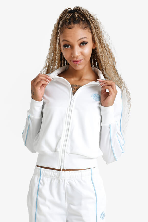 LA SHADY Crop Trainingsjacke | Weiss + Hellblau | Damen  | L von LA SHADY