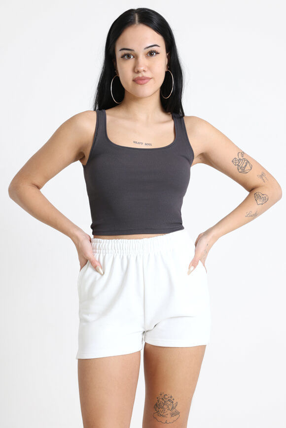 LA SHADY Geripptes Crop Top | Anthrazit | Damen  | L von LA SHADY