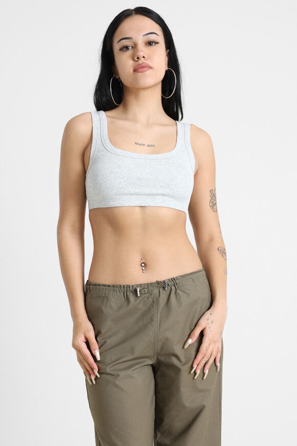 LA SHADY Geripptes Crop Top | Hellgrau meliert | Damen  | M von LA SHADY