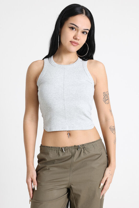 LA SHADY Geripptes Top | Hellgrau meliert | Damen  | XXS von LA SHADY