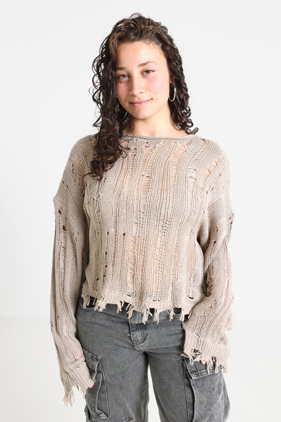 LA SHADY Häkelpullover | Taupe | Damen  | XS von LA SHADY