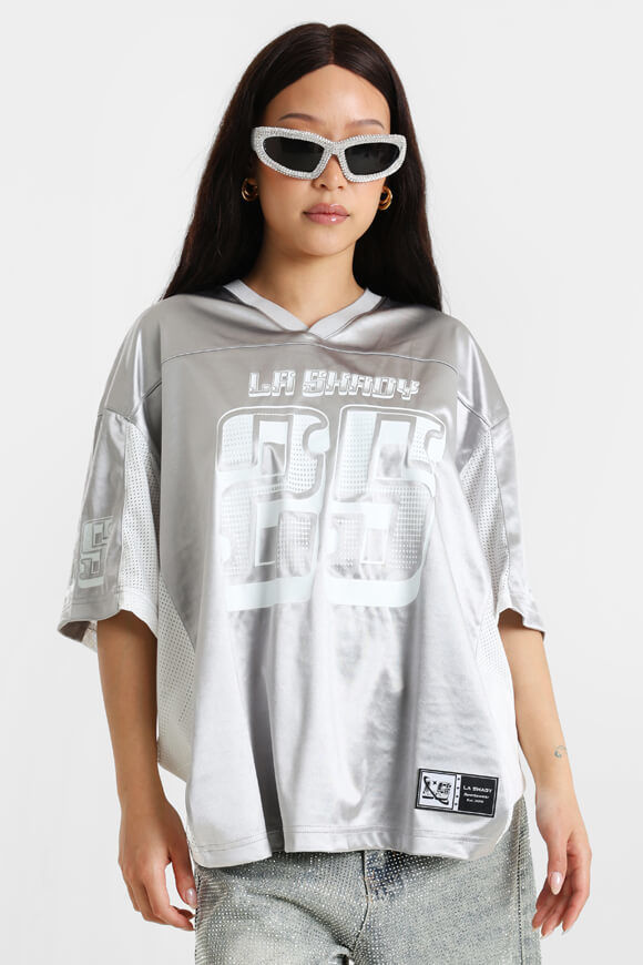 LA SHADY Satin Oversize T-Shirt | Silber | Damen | S LA SHADY Satin Oversize T-Shirt | Silber | Damen | S von LA SHADY