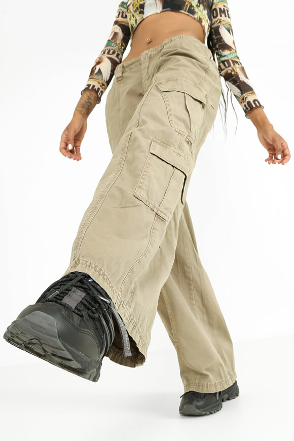 LA SHADY Wide Leg Cargohose | Taupe | Damen  | M von LA SHADY