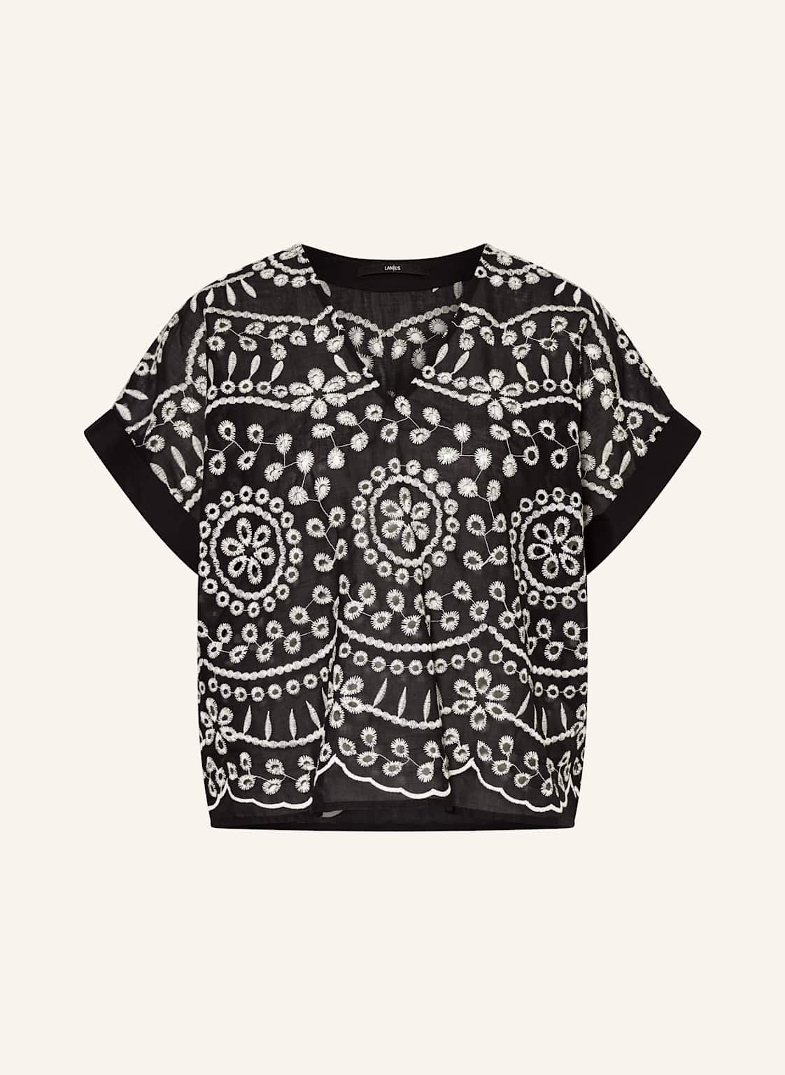 Lanius Blusenshirt Aus Lochspitze schwarz Lanius Blusenshirt Aus Lochspitze schwarz von LANIUS