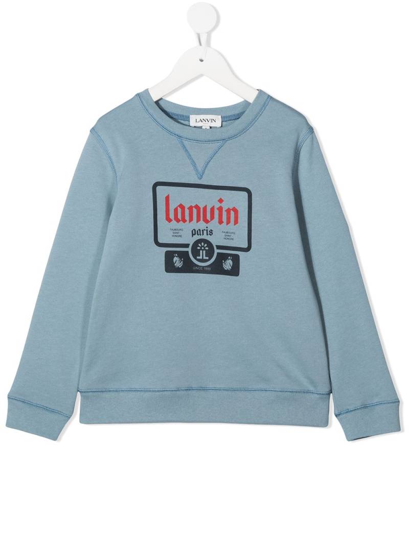 Lanvin Enfant logo print sweatshirt - Blue von Lanvin Enfant