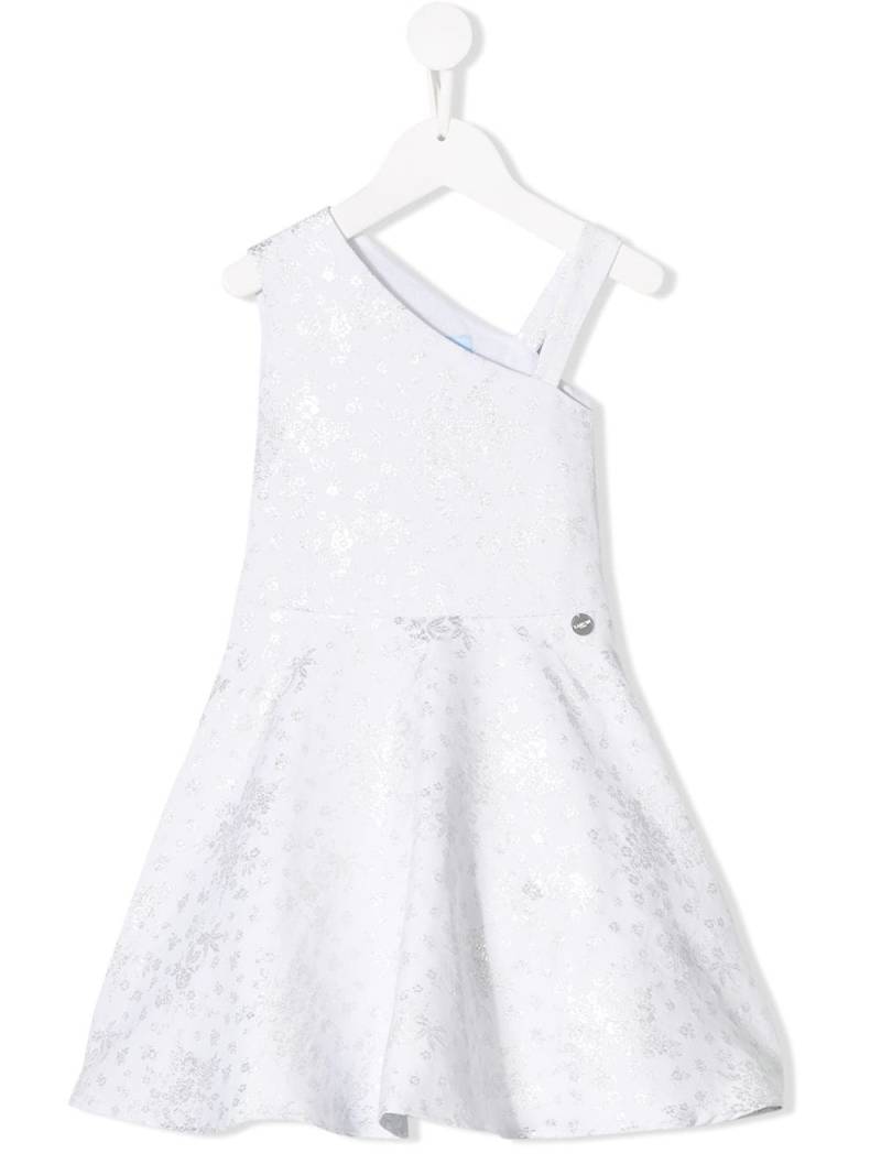 Lanvin Enfant metallic floral one shoulder dress - White von Lanvin Enfant