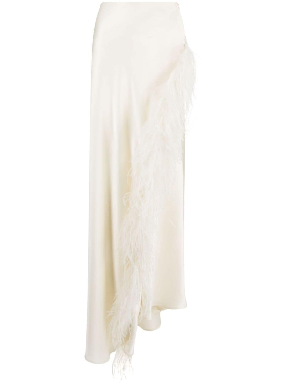 LAPOINTE feather-detailing asymmetric-design skirt - White von LAPOINTE