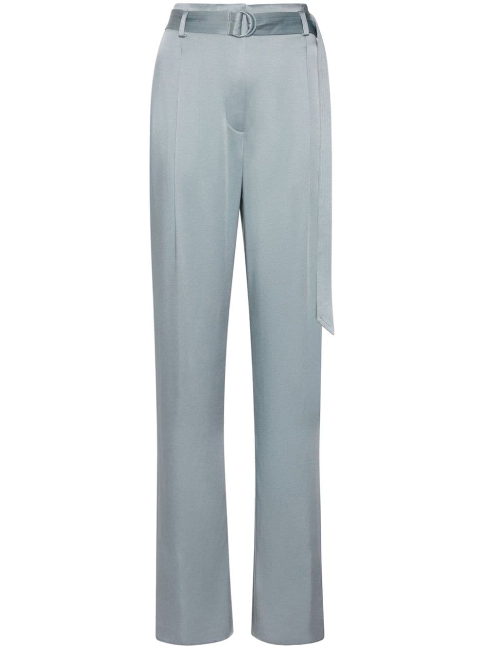 LAPOINTE satin-belt straight-leg trousers - Blue von LAPOINTE