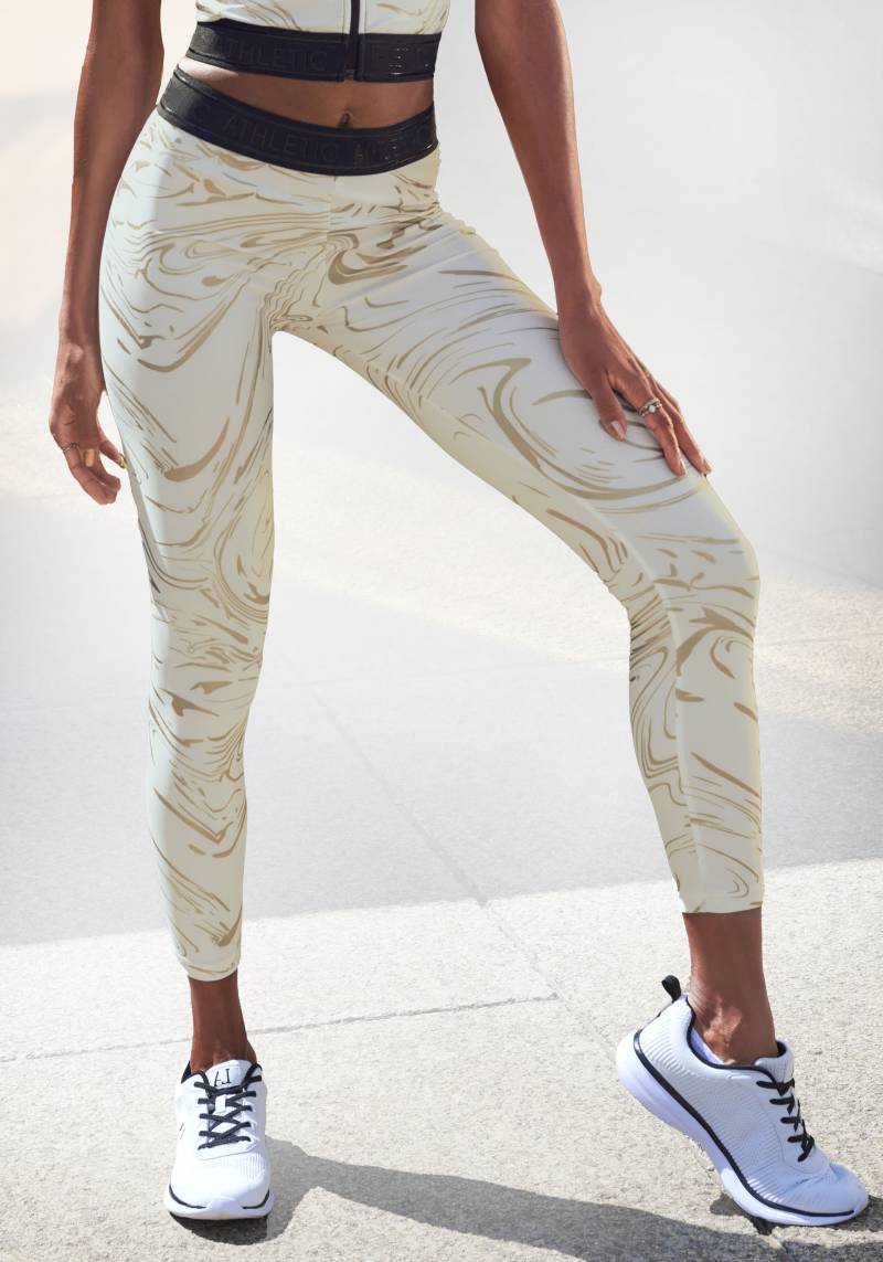 LASCANA ACTIVE Funktionsleggings, Sportleggings mit glänzendem Print und 3D Schriftzug von LASCANA ACTIVE