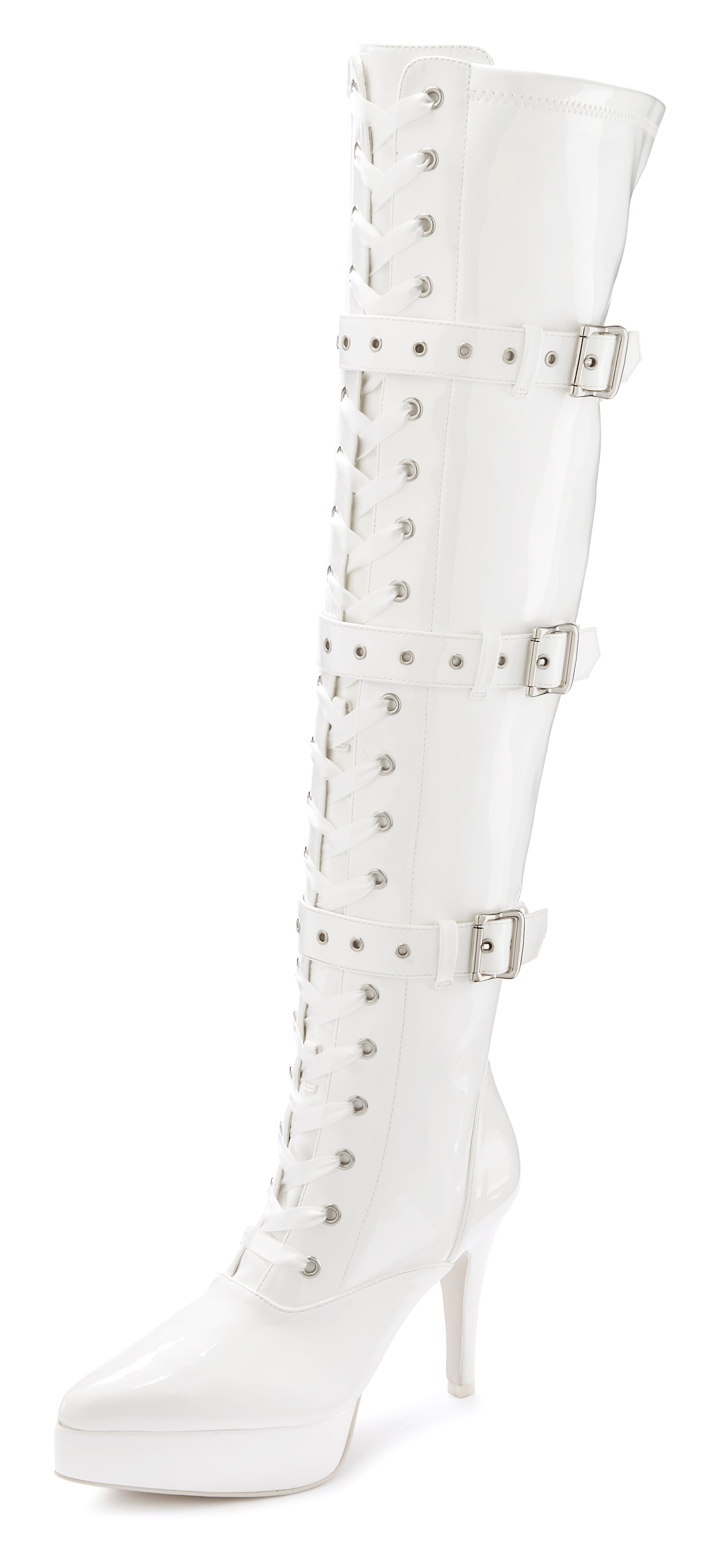 LASCANA Belle Affaire Overkneestiefel »High-Heel-Stiefelette mit Plateau«, erotische Lack-Optik, mit Zierschnallen von LASCANA Belle Affaire