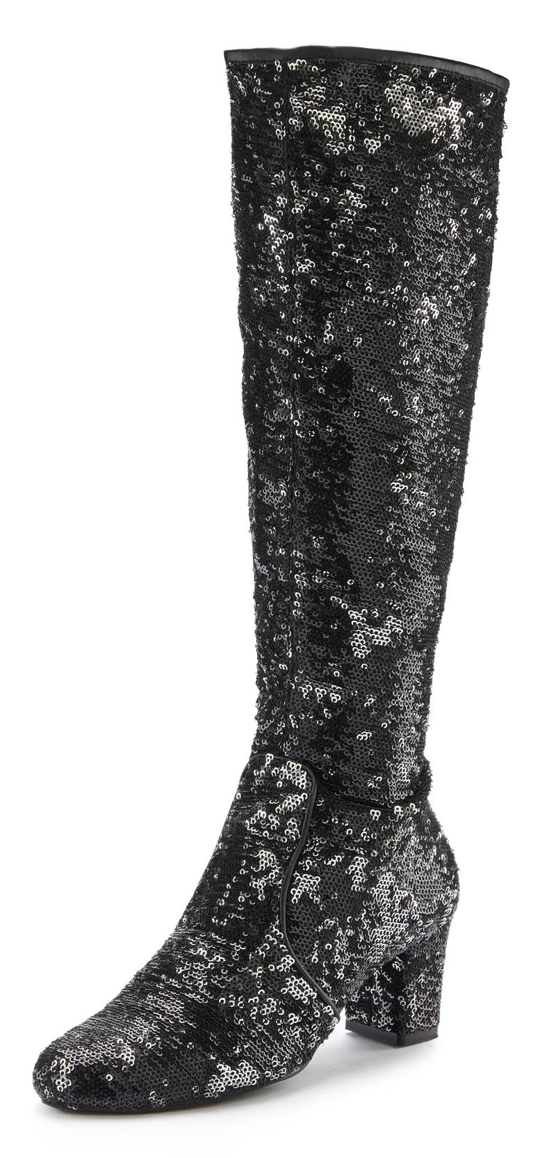 LASCANA Belle Affaire Stiefel »Paillettenverzierter Langschaftstiefel,«, Langer Stiefel, Stiefelette, Blockabsatz von LASCANA Belle Affaire