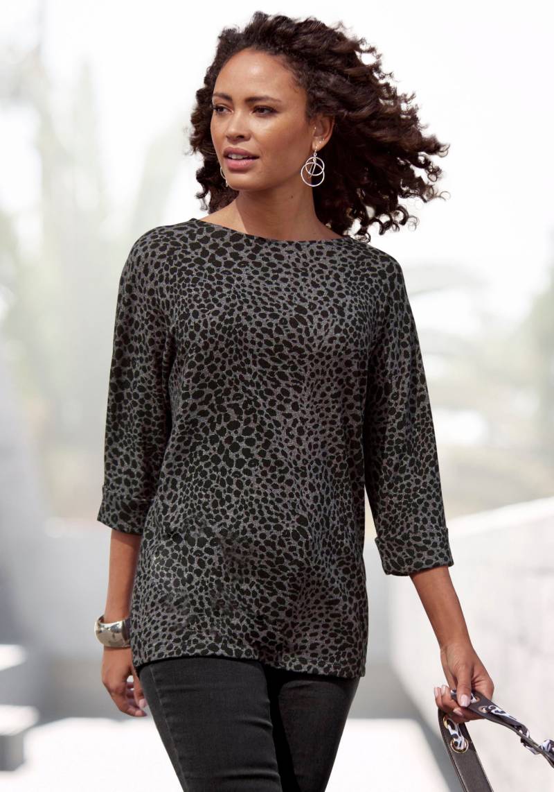 LASCANA 3/4-Arm-Shirt, (1 tlg.), mit modischem Ärmel-Aufschlag von LASCANA